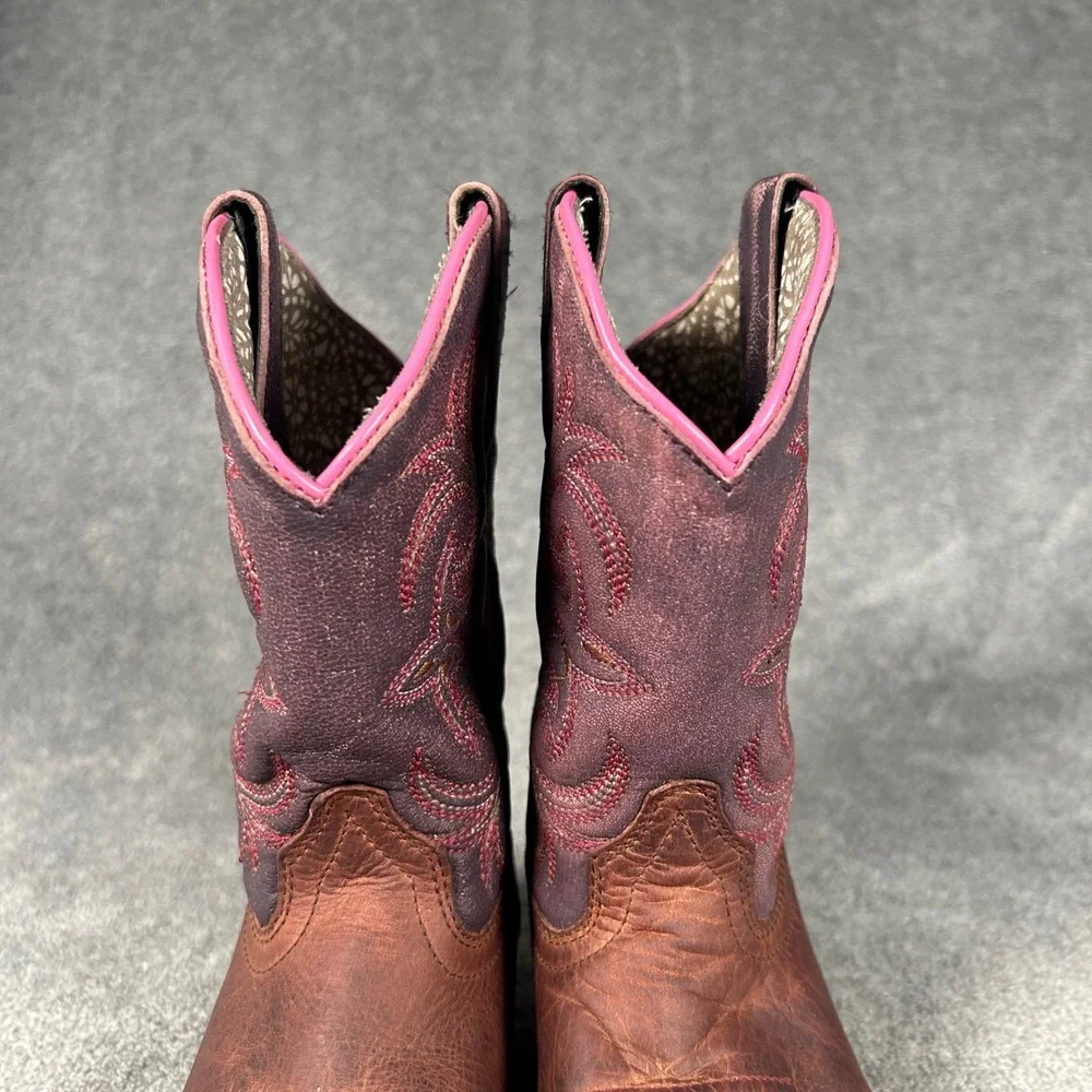 Dan Post Western Cowboy Boots Brown Purple Leather Youth Size 1 DPC2947